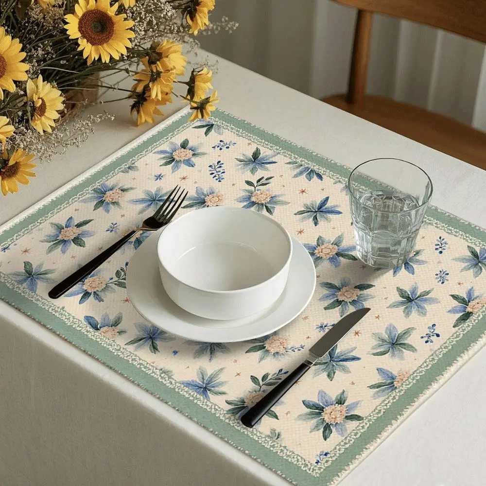 1 Pc Linen Placemats, Animal Plant Simple Floral Table Protector, for Dining, Hotel, Outdoor, Travel, Wedding & Birthday Decor
