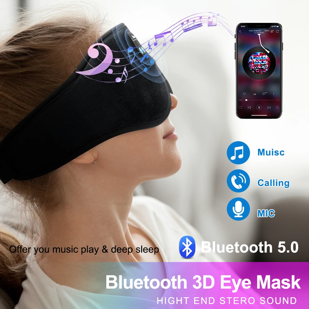 

Bluetooth Eye Mask Blackout Sleeping Eye Patch Binaural Stereo Music Talking Eye Mask Comfortable Three Dimensional Design