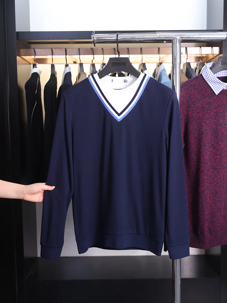 

Мужская толстовка Homesi с круглым вырезом, весна-осень, повседневная, универсальная, с длинным рукавом, двухслойным воротником, молодежная, вязаная, цветная