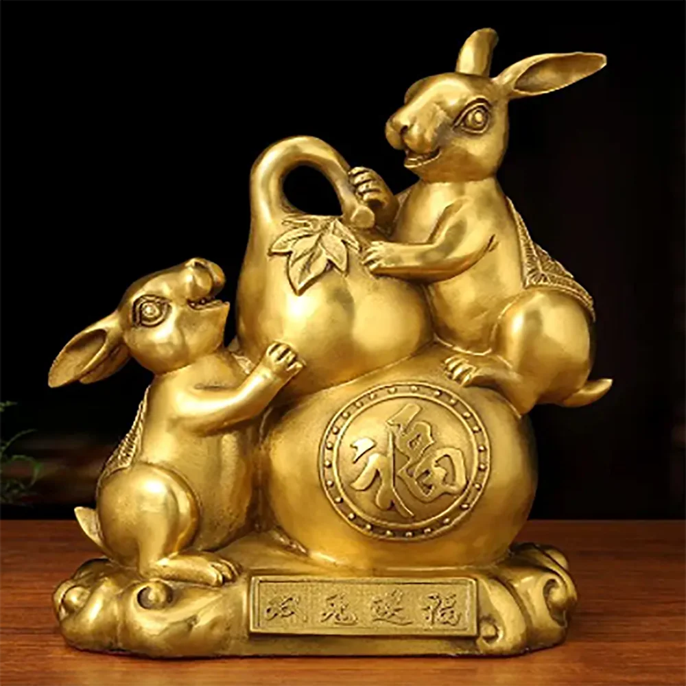 

Chinese Style Fengshui Lucky Money Rabbit Zodiac Resin Statue Desk Living Room Ornaments Home Office Decorations