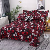 3pcs Set  Bed Sheet Flower Printed Top Sheets Single/Queen/King Bedsheet for Double Beds Floral Flat Bed Sheet(with pillowcase)