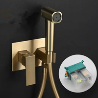 Brushed Gold Toilet Hot and Cold Brass Warm Water Handheld Bidet Sprayer Shattaf Set for Toilet