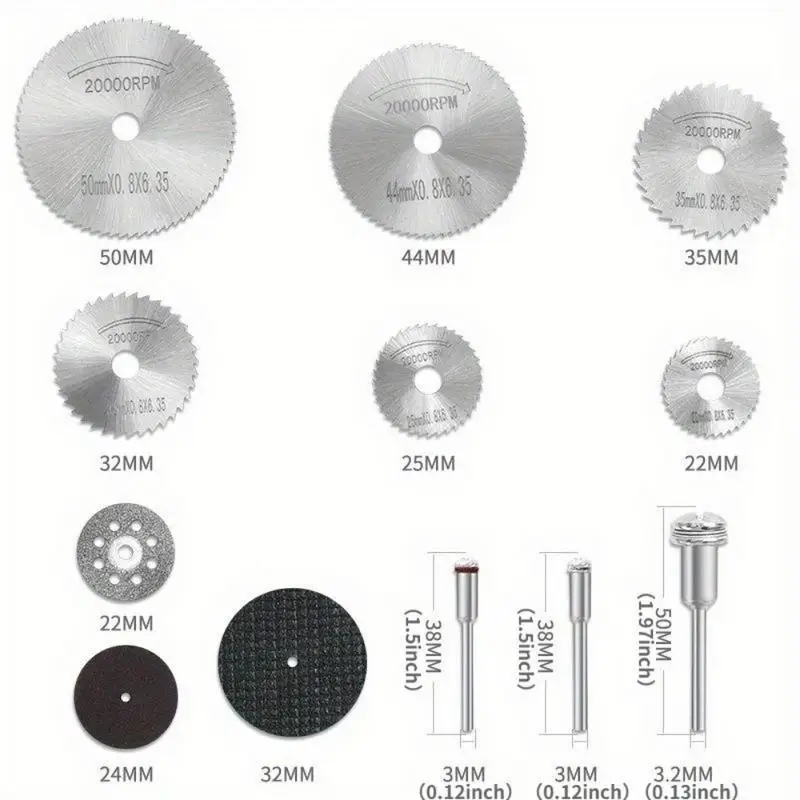 30 32 40 42Pcs Diamond Cutting Discs Metal Saw Blade Set HSS Mini Circular Saw Blade for Rotary Tools Resin Cut Off Wheels