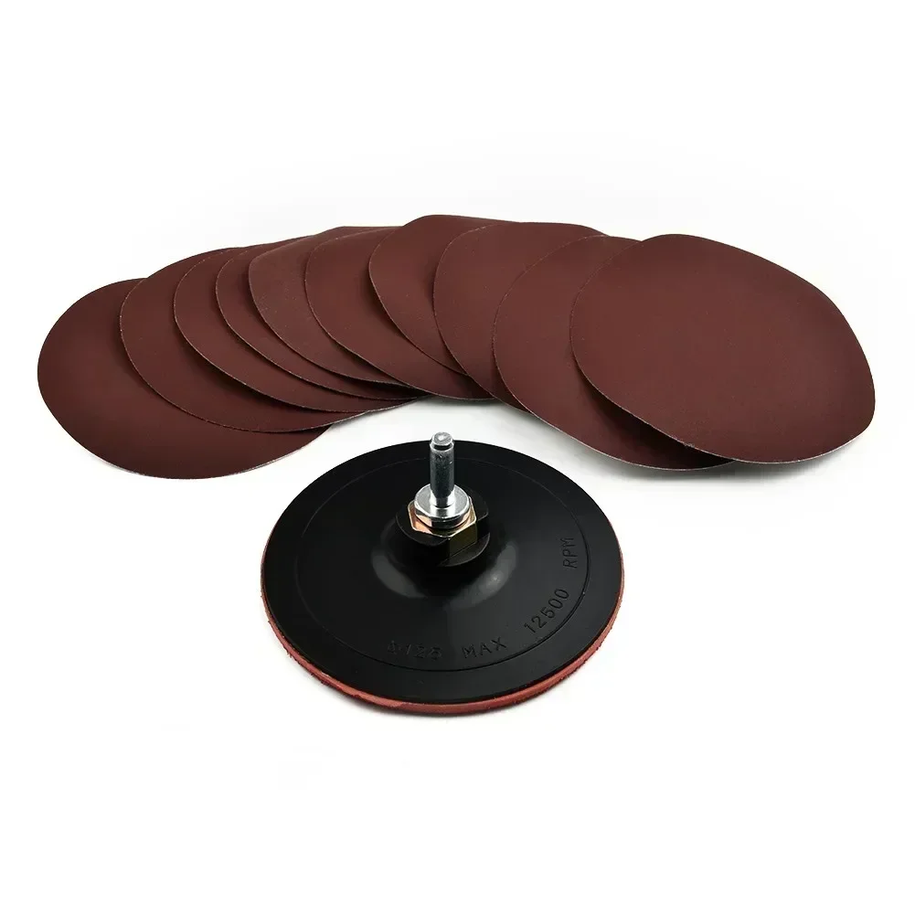 

10 шт. 125 мм шлифовальные диски, зернистость, наждачная бумага, шлифовальная бумага, шлифовальный набор с подкладкой и адаптером для сверла, набор наждачной бумаги со смешанной зернистостью