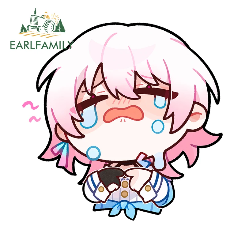 EARLFAMILY 13cm x 12.9cm Honkai Star Rail March 7th Car Stickers Anime Chibi Crying Interesting Peek Kawaii Decal Decor