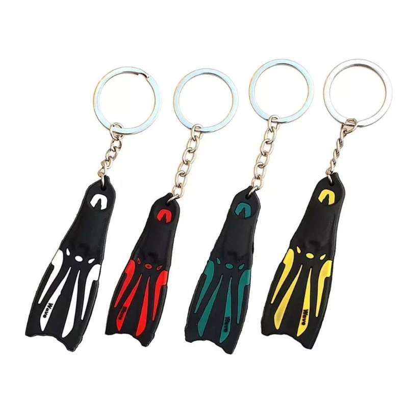 1Pc Dive Fin Key Holder Diver Keyring Unique Diving Fin Keychain Silicone Flippers Pendant Keyring for Water Sport Fan