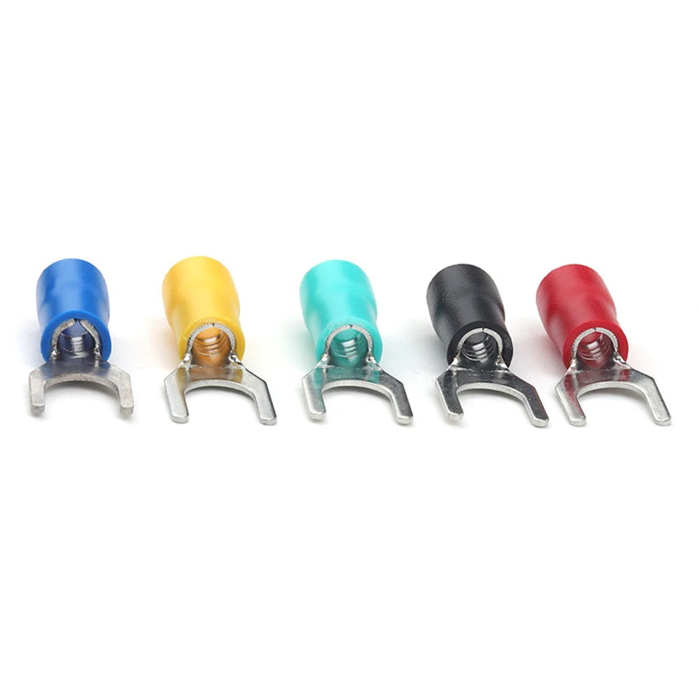 500/Pcs SV5.5-4 SV5.5-5 SV5.5-6 SV5.5-8 Crimp Terminal Cable Wire Connector Insulated Fork Spade Crimp Connectors Terminals