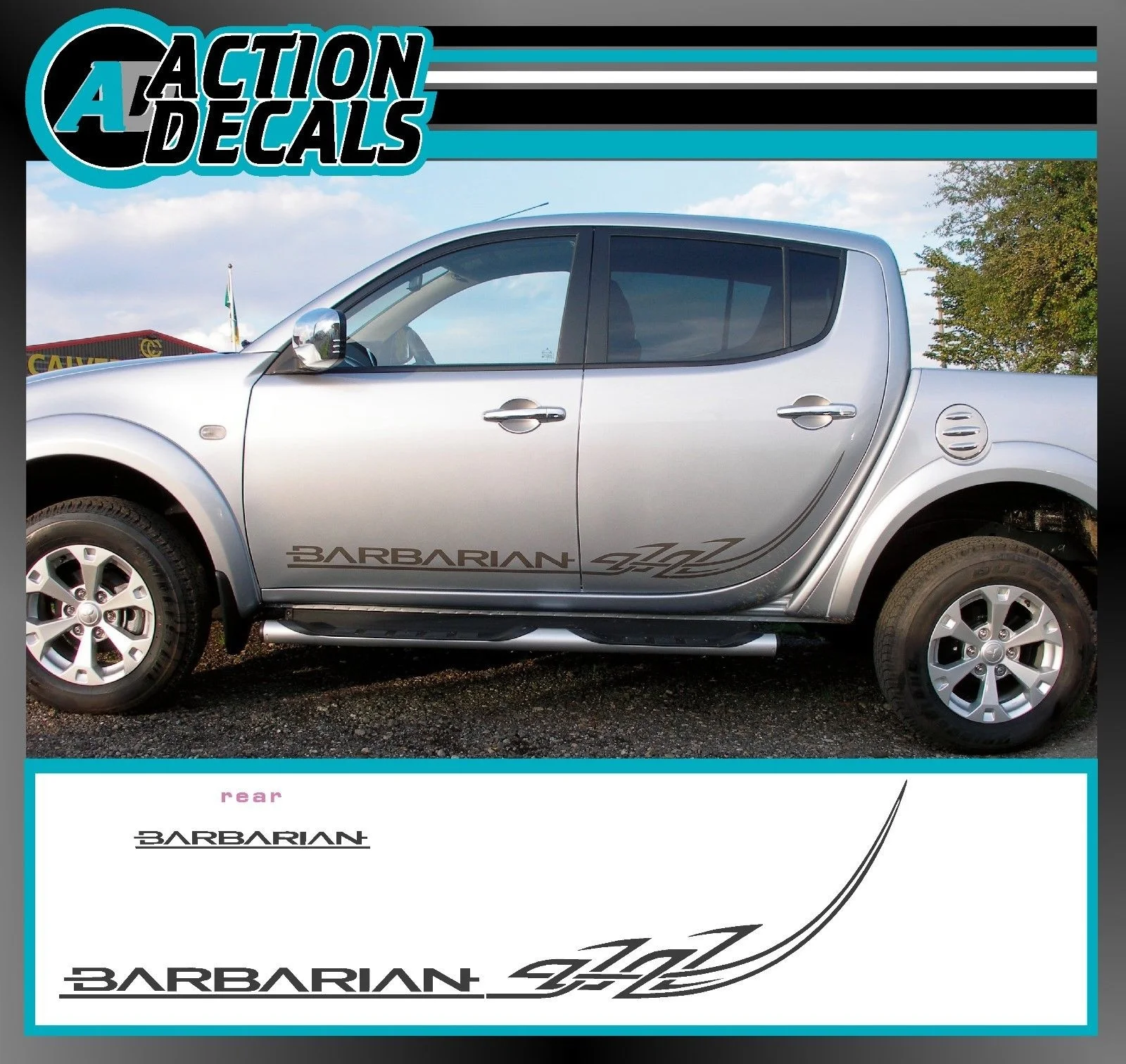 

For 1Set/2pcs Mitsubishi Barbarian side and rear stripes - Replacement Stickers / decals set Car styling