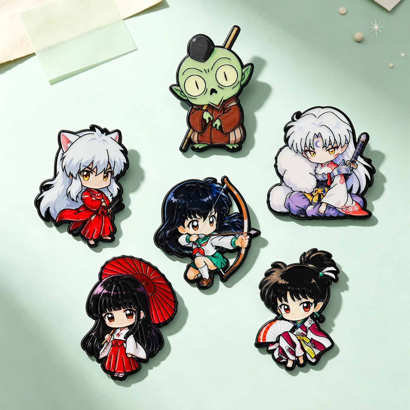 6Pcs Japanese Fantasy Q Version Character Enamel Pin Set, 6Pcs Cute Cartoon Brooch Lapel Pins Anime Fan Collectible Gift