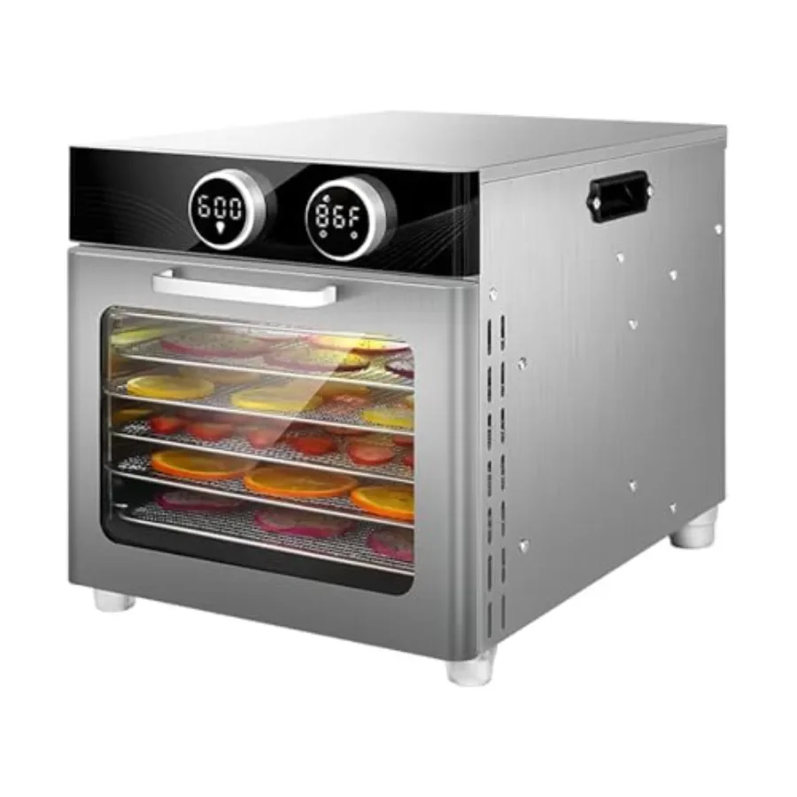 Electric Food Dehydrator with 6 Trays Made of Stainless Steel 800W High Power for Drying Fruits Herbs Vegetables and Meat Effic