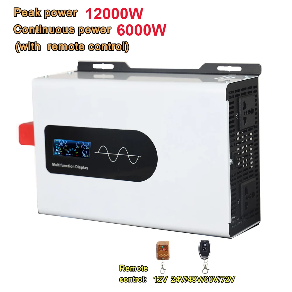 Imagem -02 - Conversor de Energia de Onda Senoidal Pura Inversores Solares para Carros Display Inteligente Branco 10000 w 12000w 24v 48v a 220v ac 120v 110v 50hz 60hz