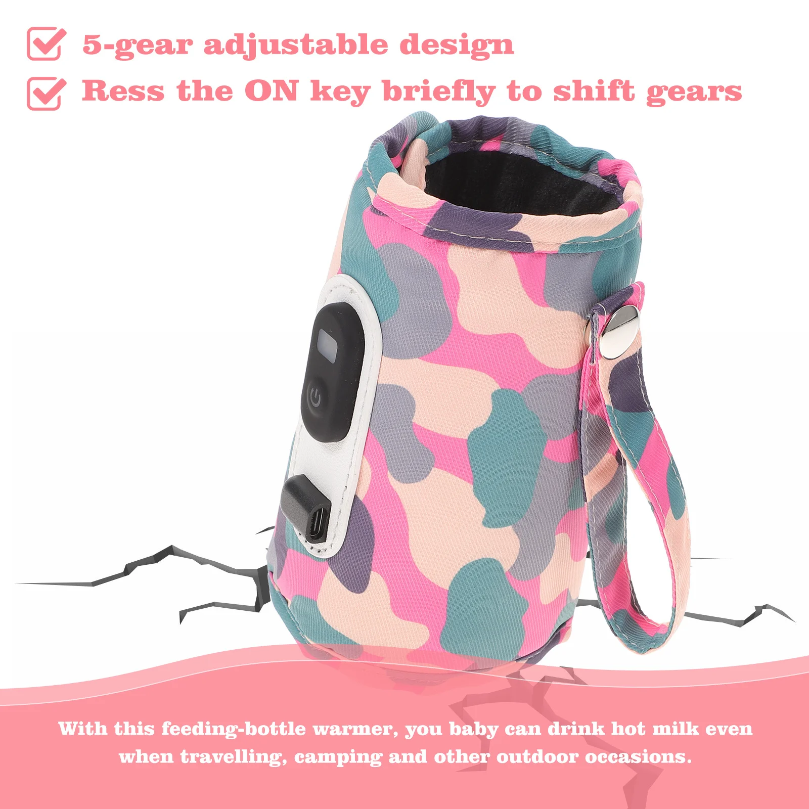 

Digital Display Milk Bottle Warmer Portable 5 Gear Adjustable Travel Bottle Warmer Outdoor Thermal Bag for Baby Bottles