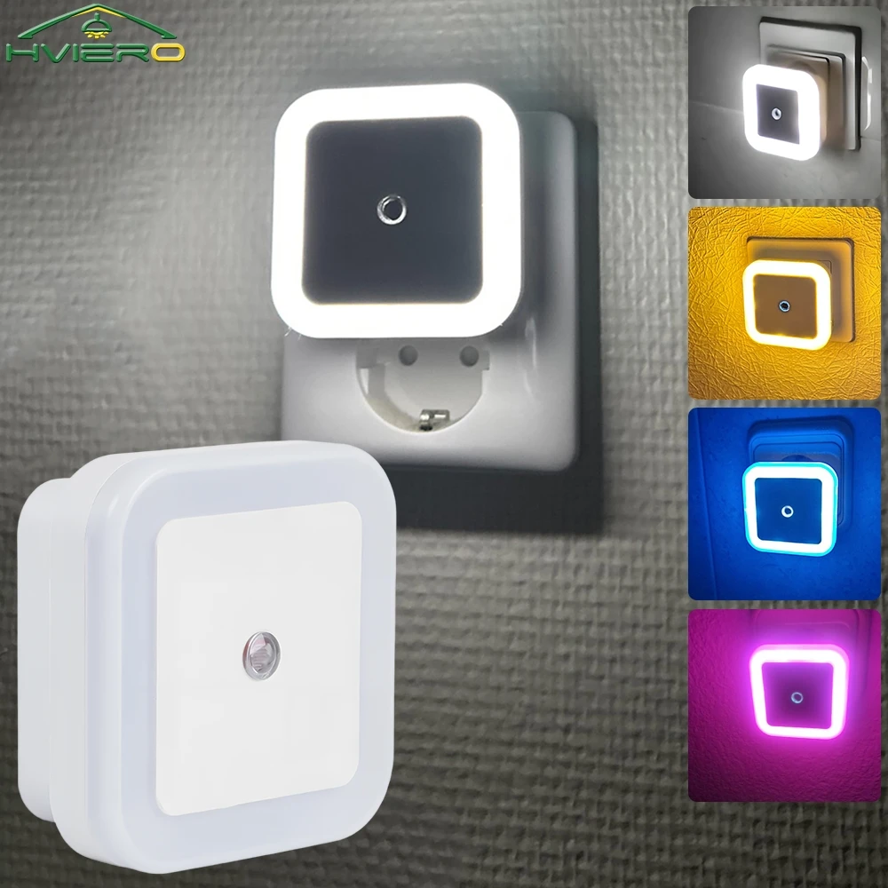 Square Night Light LED Intelligent Control Induction Energy-saving Bedside Socket Lamps Room Hallway Toilet Wall Home Lighting