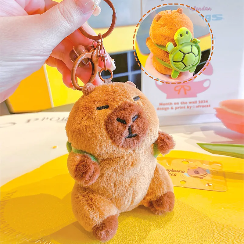 Capybara Plüsch-Schlüsselanhänger Niedlicher Taschenanhänger Kreative Flauschige Tier-Schlüsselringe Kawaii Stofftier-Schlüsselanhänger Geburtstagsgeschenke