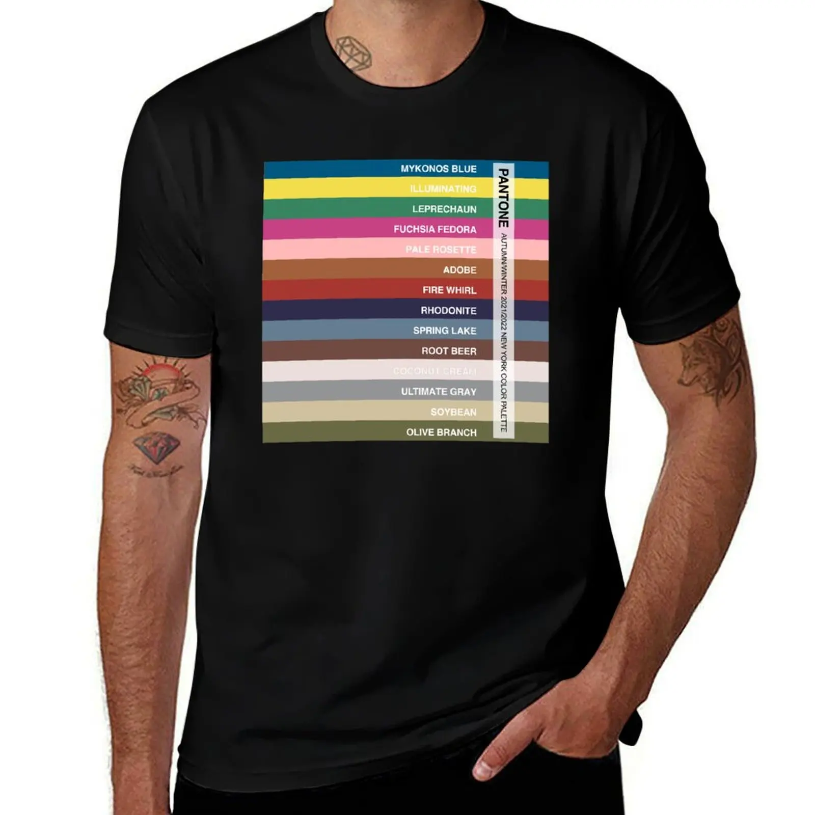 

New York Fashion Week Color Palette, Autumn/Winter 2021-2022 (all 14 colors, with labels) T-Shirt anime mens designer t shirt