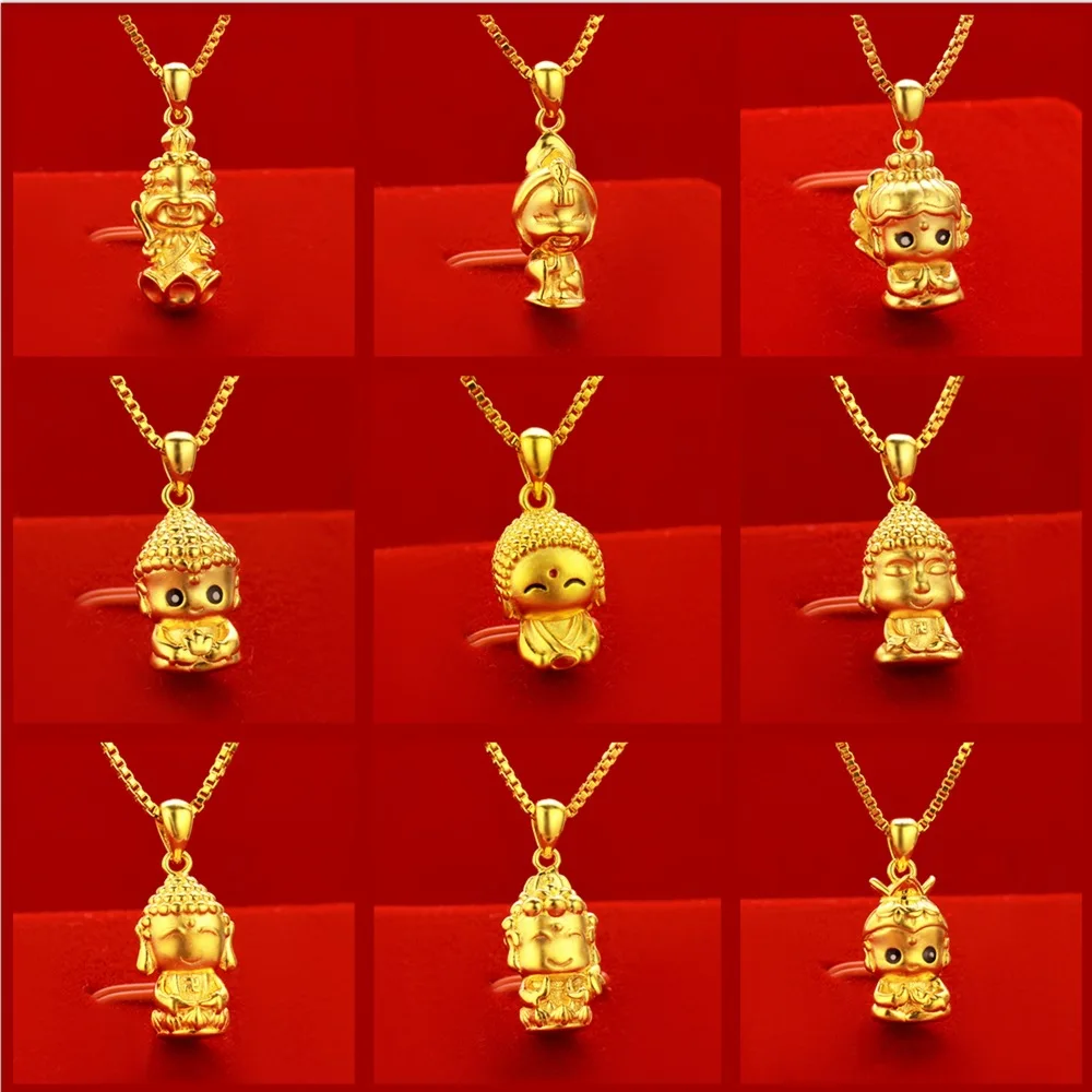 

High-Quality 24K Sand Gold Buddha Pendant - Non-Fading Necklace, Fashionable and Versatile Gift for Any Celebration