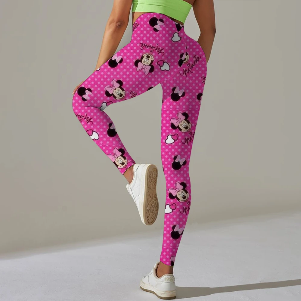 

Disney Mickey Mouse print Soft Yoga Legging Athletic Tiight Women Sport Pant Plus Size Gym Comprehensive Training Jog Back