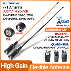 ABBREE-Walkie Talkie Antena, SMA Feminino Masculino, VHF, UHF Band, Tri-Band, GMRS para BaoFeng UV-5R, BF-888S, Quansheng UV-K5, K6 Ham Radio