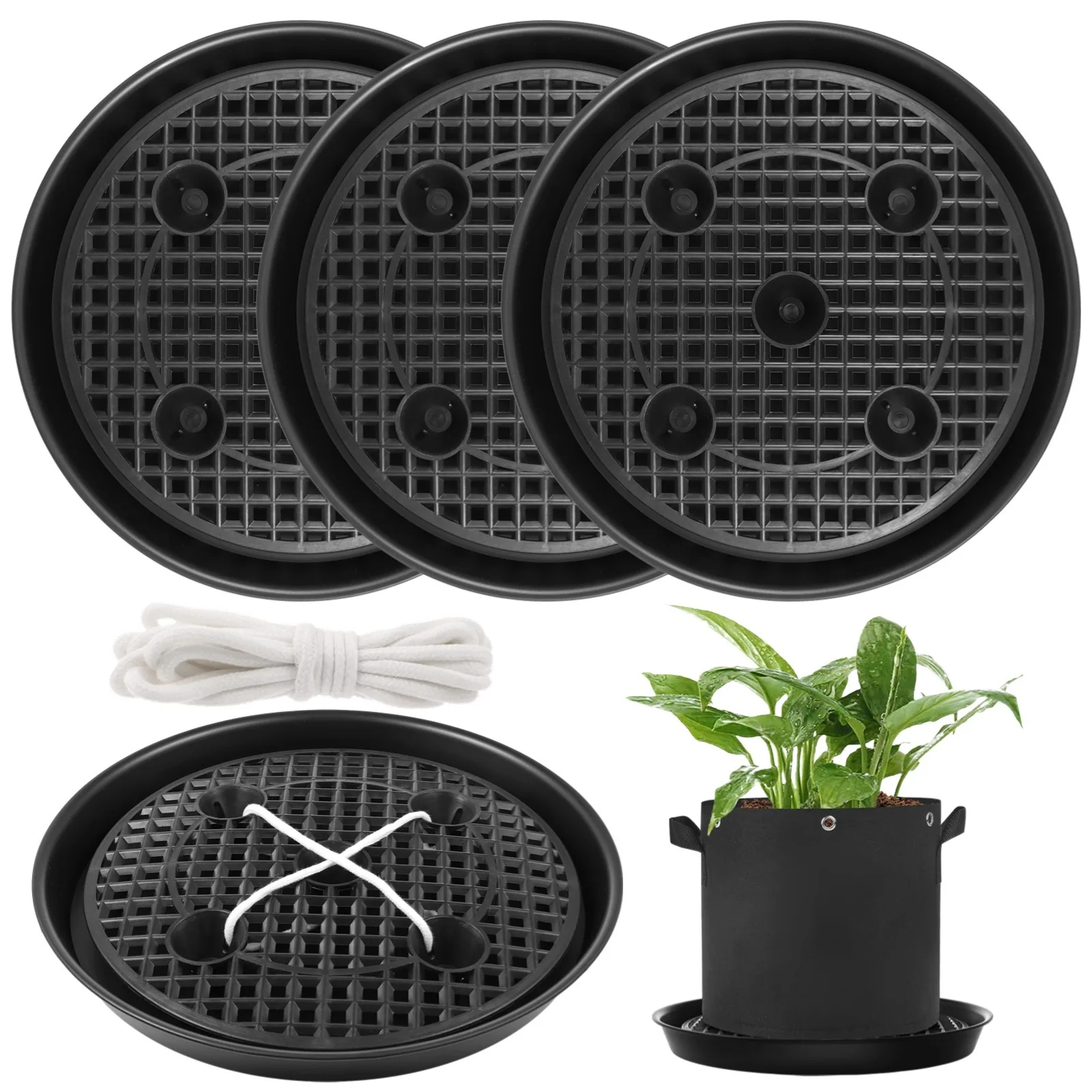 4Pcs Self-Watering Pot Base Elevated Plant Saucers Water Delivery System Automatic Watering Plant Saucers For Plant Growth Bags