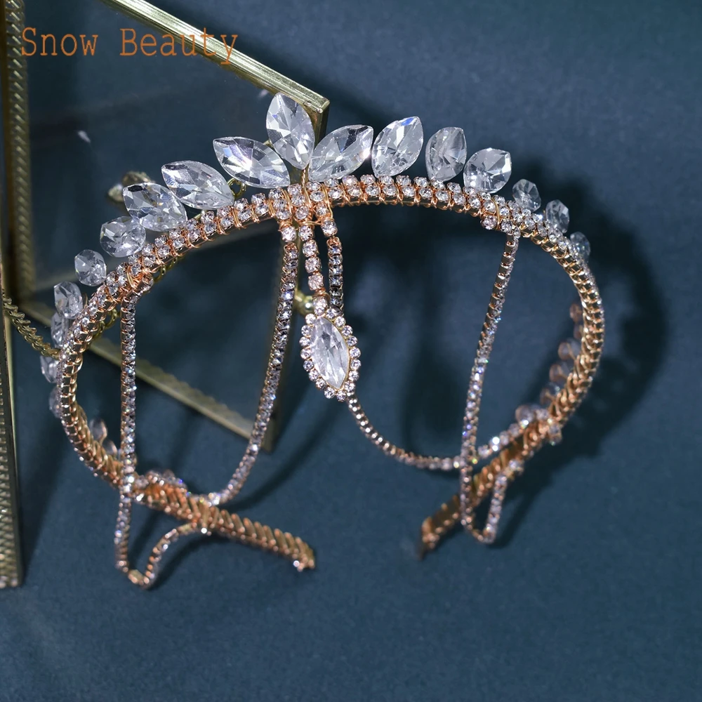 DZ051 Handmade Bridal Hair Accessories Shining Bridal Headwear Rhinestone Headband Vintage Women Tiara Baroque Crystal Hairband