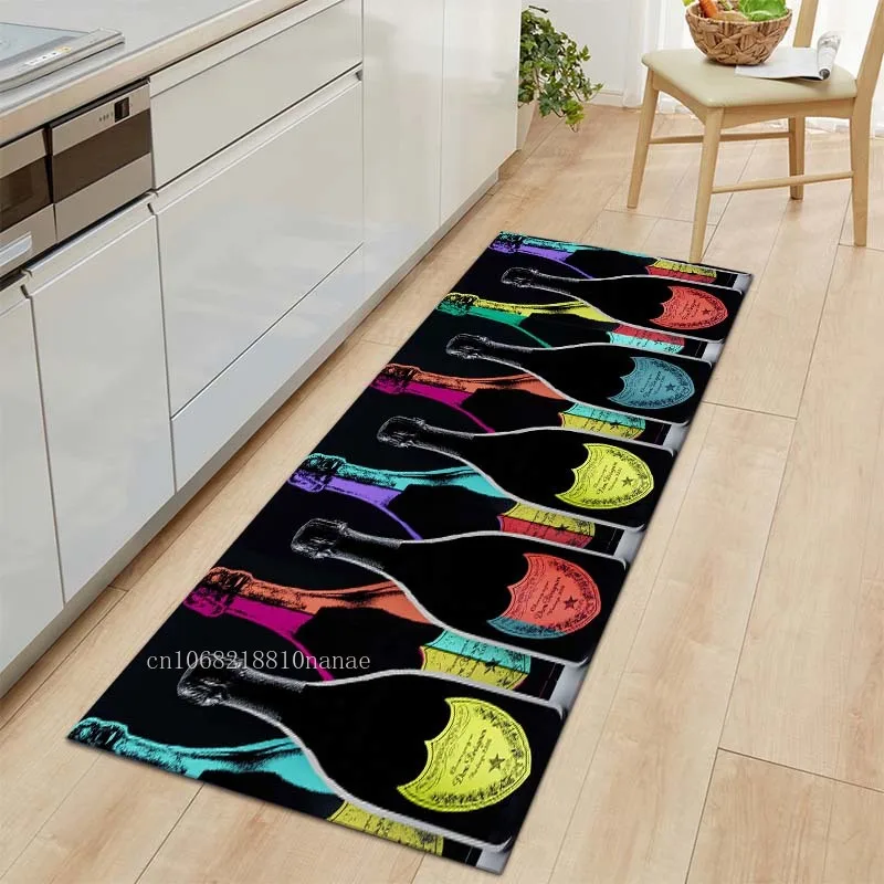 

Classical Champagne Wine Kitchen Mat 3D Printed Dom Perignon logo Anti-slip Entrance Door Mat Bathroom Mat