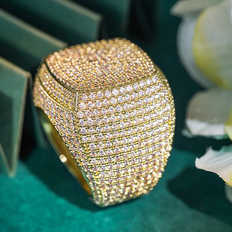 Huitan تألق كامل بلينغ مثلج خارج البنصر الإناث الفاخرة اقتراح اكسسوارات مايكرو تمهيد مكعب زركونيا مجوهرات للحزب #5