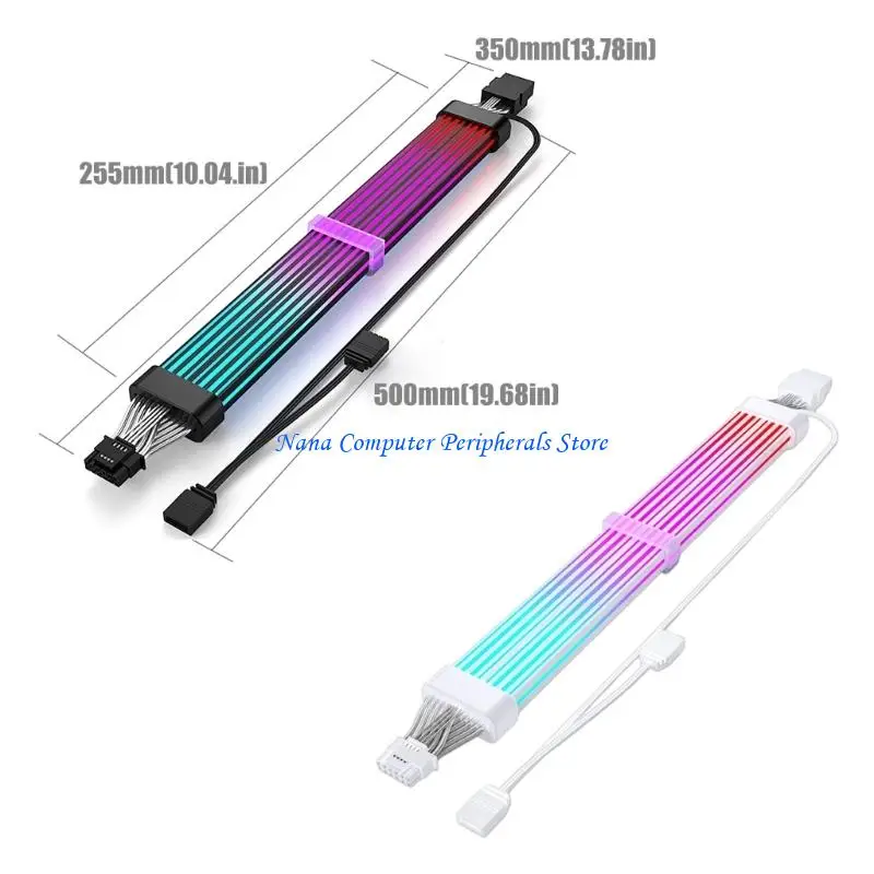 F68C Customizable ARGB Neons Graphics Card Power Cable 35cm Length 12+4Pin Connectors