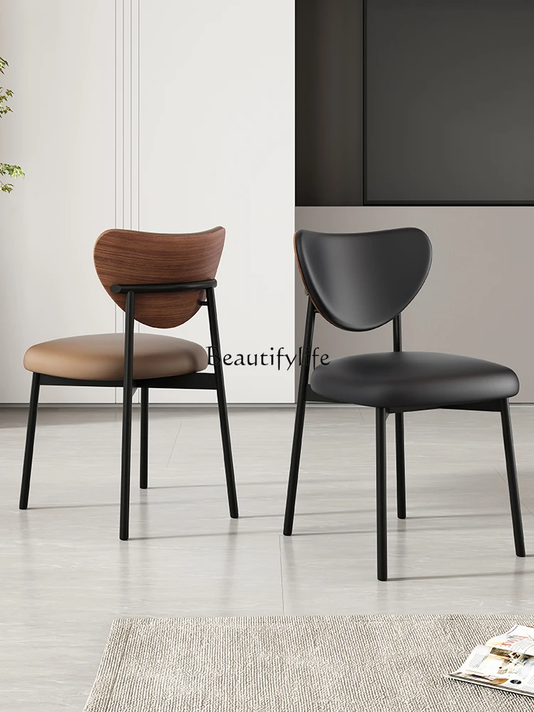 

*Italian minimalist solid wood dining chair light luxury high-end backrest study chair