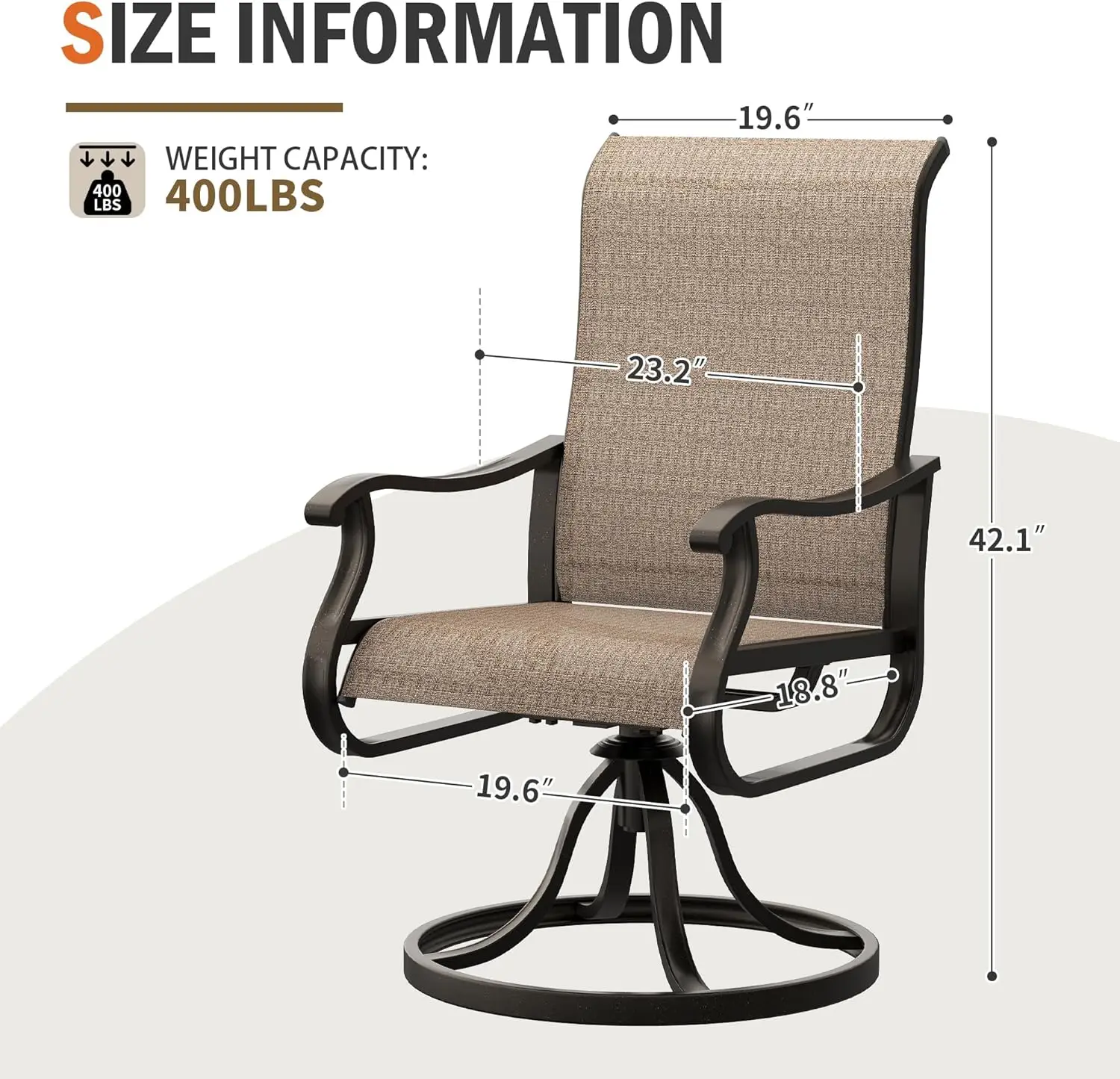 Patio Swivel Dining Chairs Set of 4, Outdoor Swivel Chairs High Back with All Weather Textilene Metal Rocking Frame
