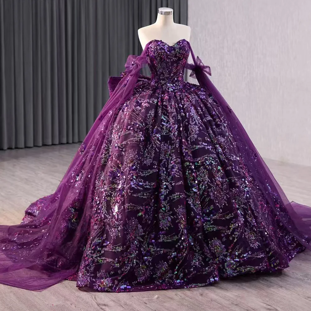 Robe Quinceanera chérie avec nœud au dos à lacets paillettes Abiti personnalisables pour filles robe d'occasion spéciale