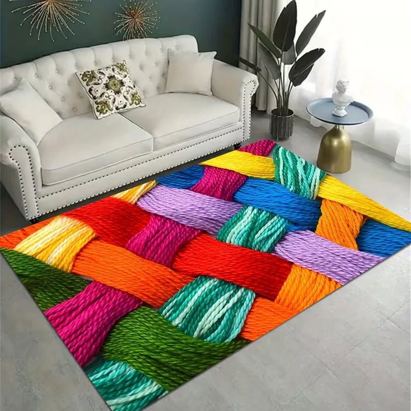 Mid-Century Modern Geometric Area Rug Abstract Colorful Shapes Print Carpet Non-Slip Indoor Floor Mat for Living Room Bedroom