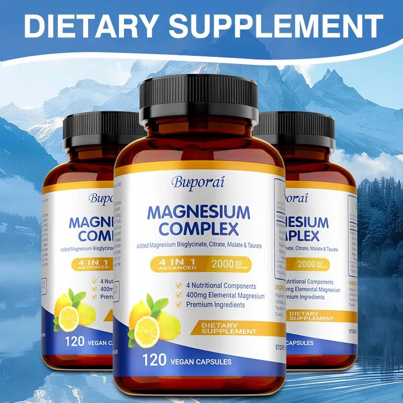 

Magnesium Complex Capsules - for Muscle, Immunity, Sleep, Nerve and Energy, High Absorption, Vegetarian, Non-GMO