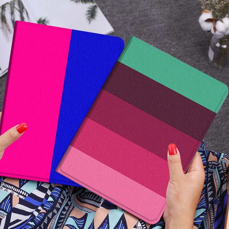 

Color Block Gradient Stripe Tablet Case For Lenovo Xiaoxin Legion Pad Tab Pro GT Y700 Gen4 2 11 P11 M10 K10 3rd Plus Gen Gift