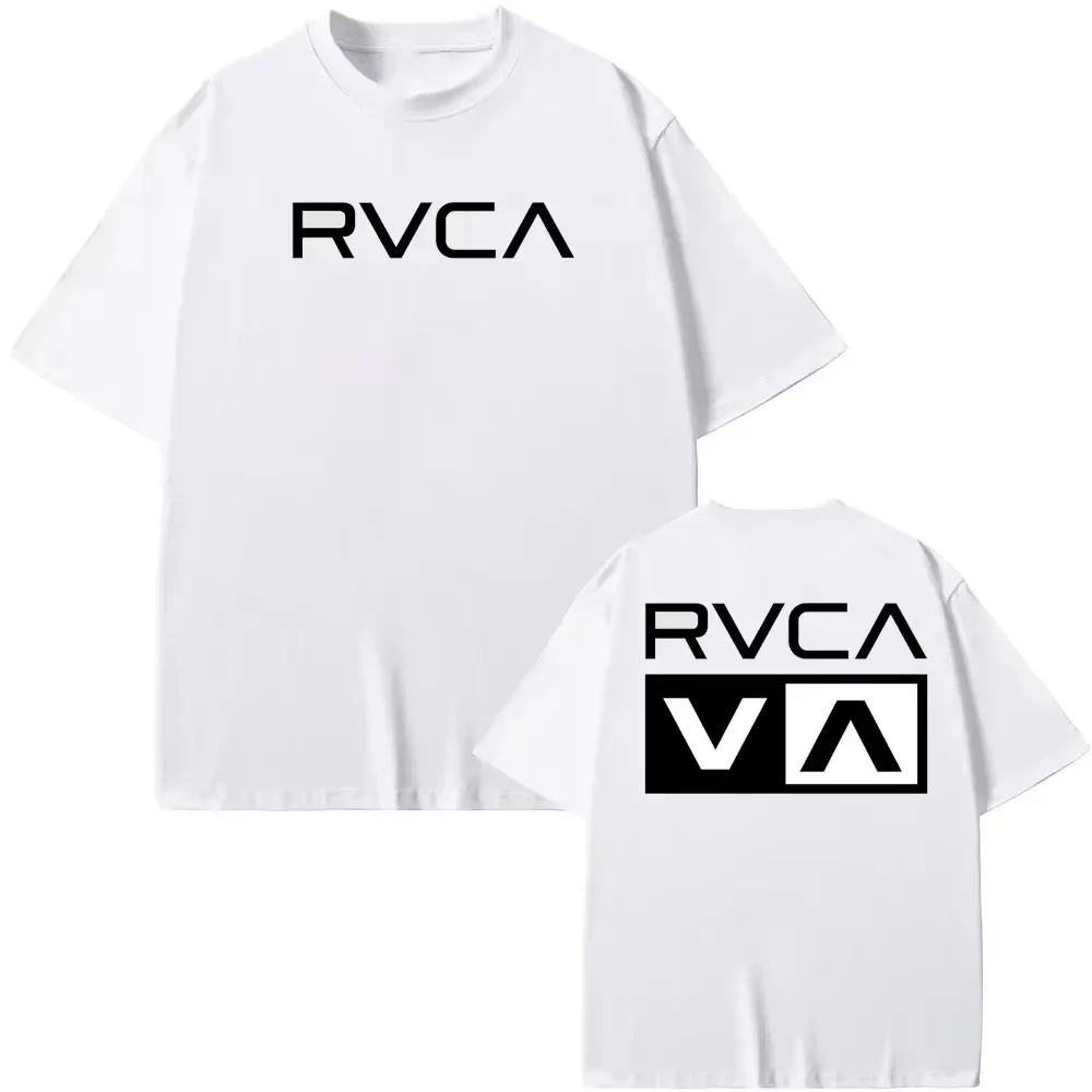 Camiseta con estampado RVCA para hombre, ropa informal estilo skate retro, estampado gráfico, camiseta informal de manga corta de algodón, camisetas deportivas