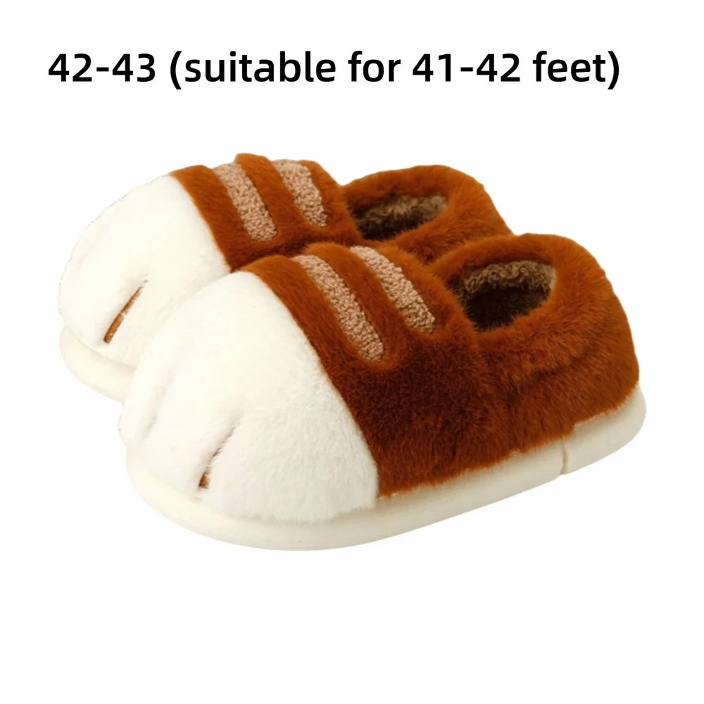 

A Pair New Closed Heel Cat Paw Slippers Non Slip Warm Fluffy Slides Fluffy Adorable Slippers Home Shoes