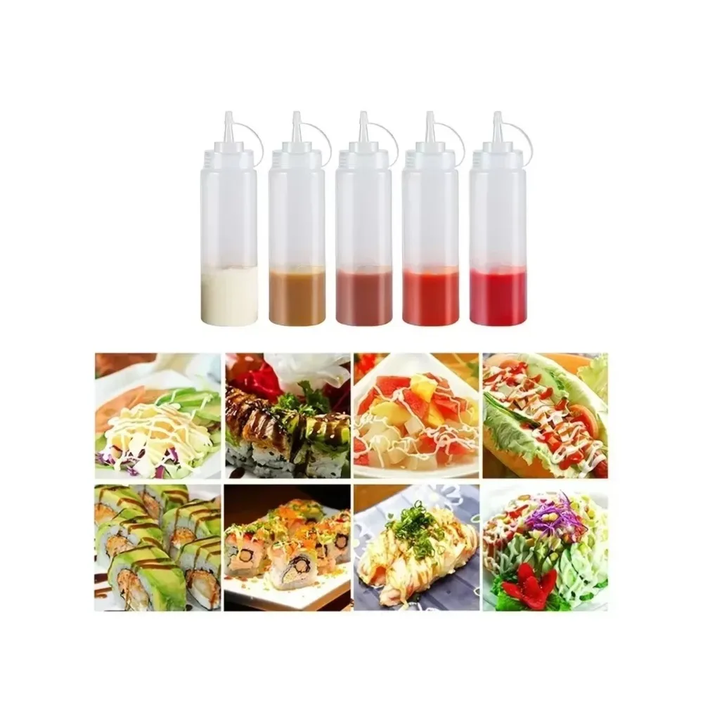

New BBQ Condiment Squeeze Bottles Sauces Olive Oil Bottles Ketchup Mustard Dispensers Kitchen Accessories Gadgets Sauce Pot