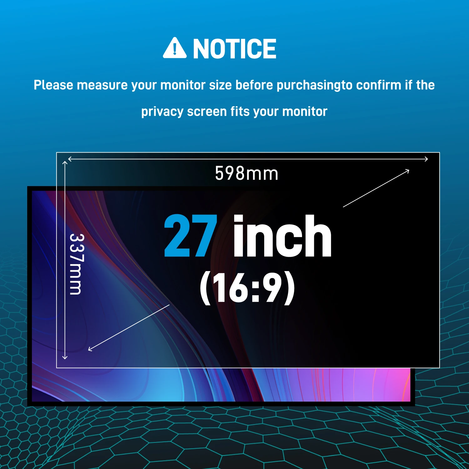 For Computer 27 Inch16:9 Widescreen Monitor Privacy Screen Filter Removable PC Anti-spy-peep-glare Eye Scratch Protector Film