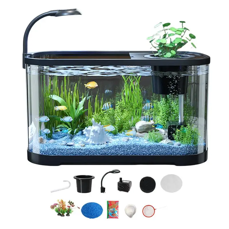 

Aquarium Kit Small Gold Fish Tank Starter Kit Decorative Fish Tank For Terrapin Tortoise Turtle Household Clear Aquarium