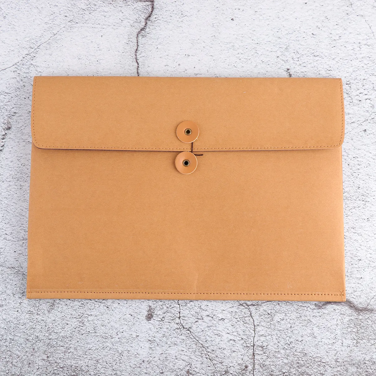 

Yellow Kraft Paper Waterproof File Bag Tear Resistant Document Pouch Retro Style Organizer for Home Office School Travel Notes