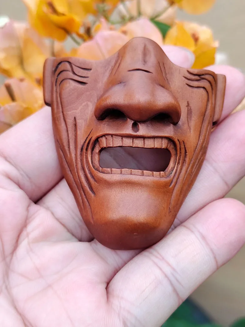 

GX988 - 20-летняя «Ручная резная самшитое нецке»: Красивая маленькая маска