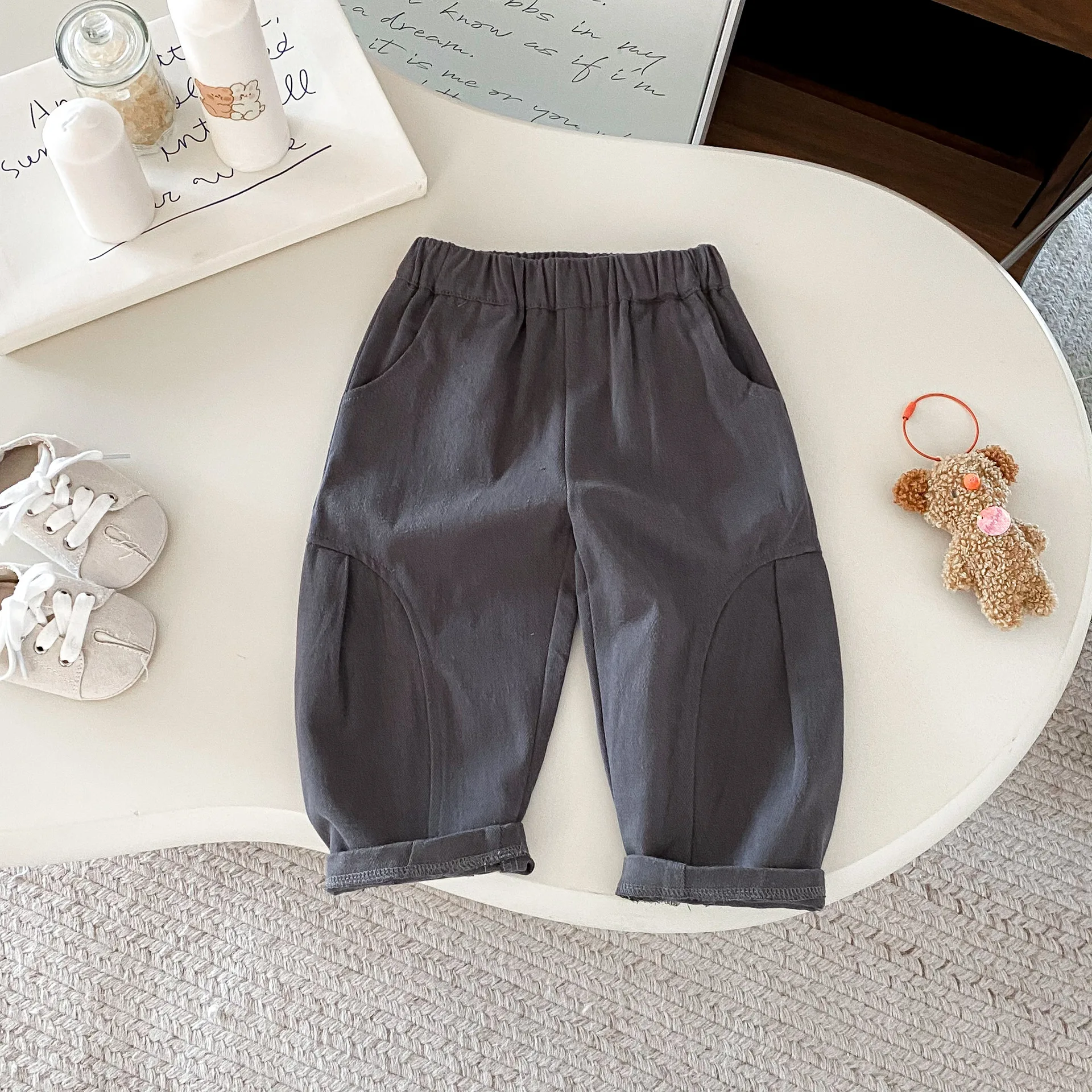2025 Children's Korean Spring and Autumn New Children's Casual Pants Solid Color Trousers Children's New Overalls