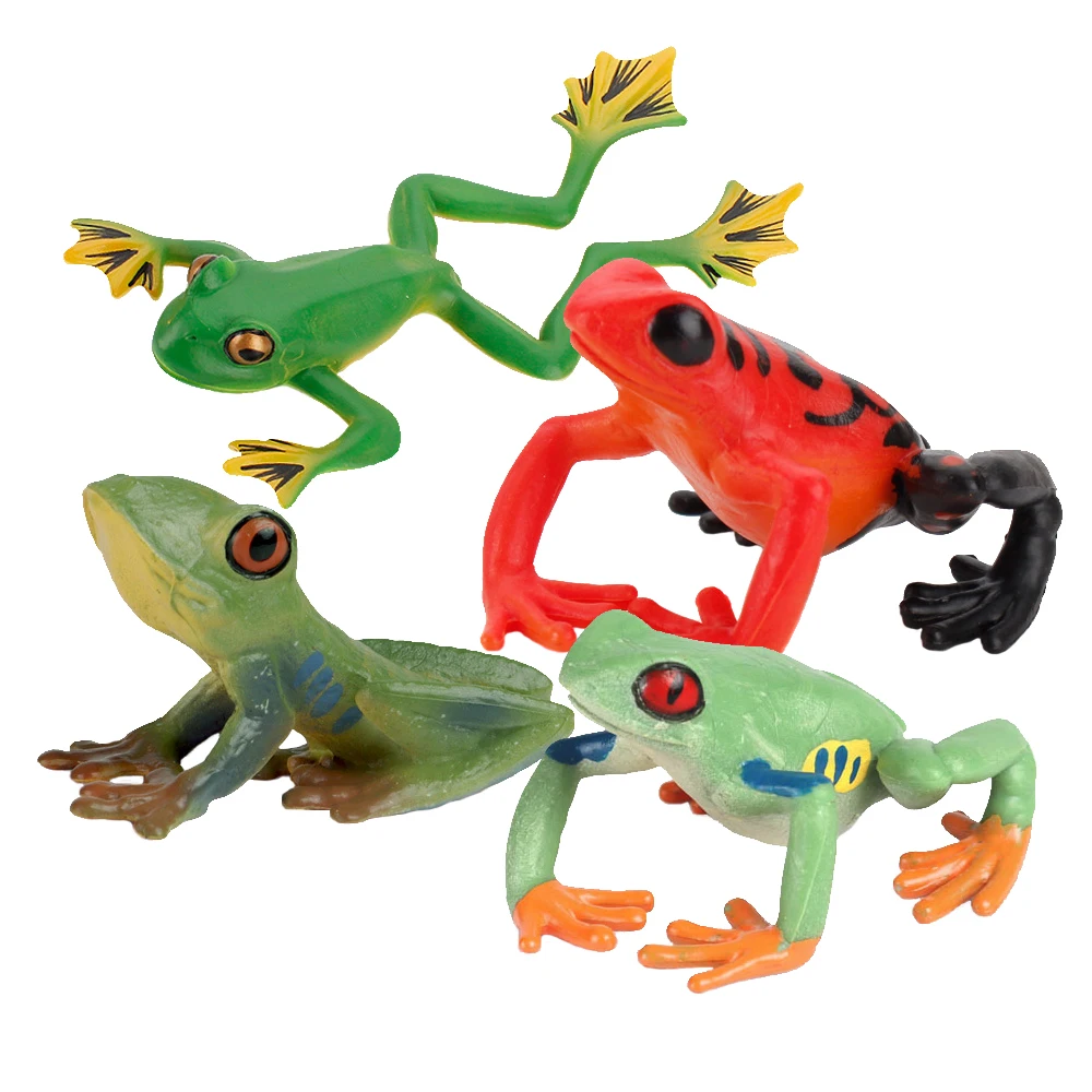 Realistic Wild Amphibian Action Figures Treefrog Bullfrog Toadfrog Plastic Frog Model Toy Cognitive Ornament Toys Gift For Kids