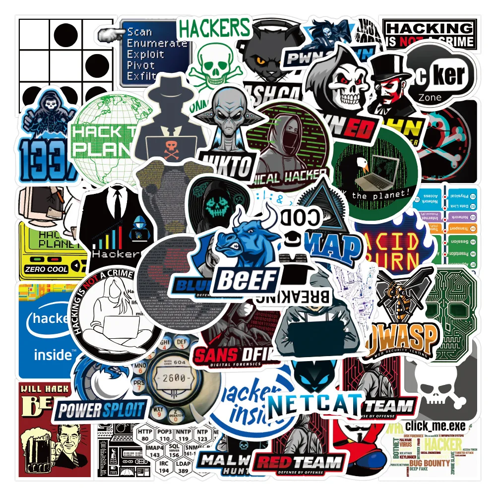 10/50PCS Funny Hacker Graffiti Stickers Computer Expert Cartoon Decals Suitcase Fridge Laptop Guitar Car Bike Skateboard Toys view 4