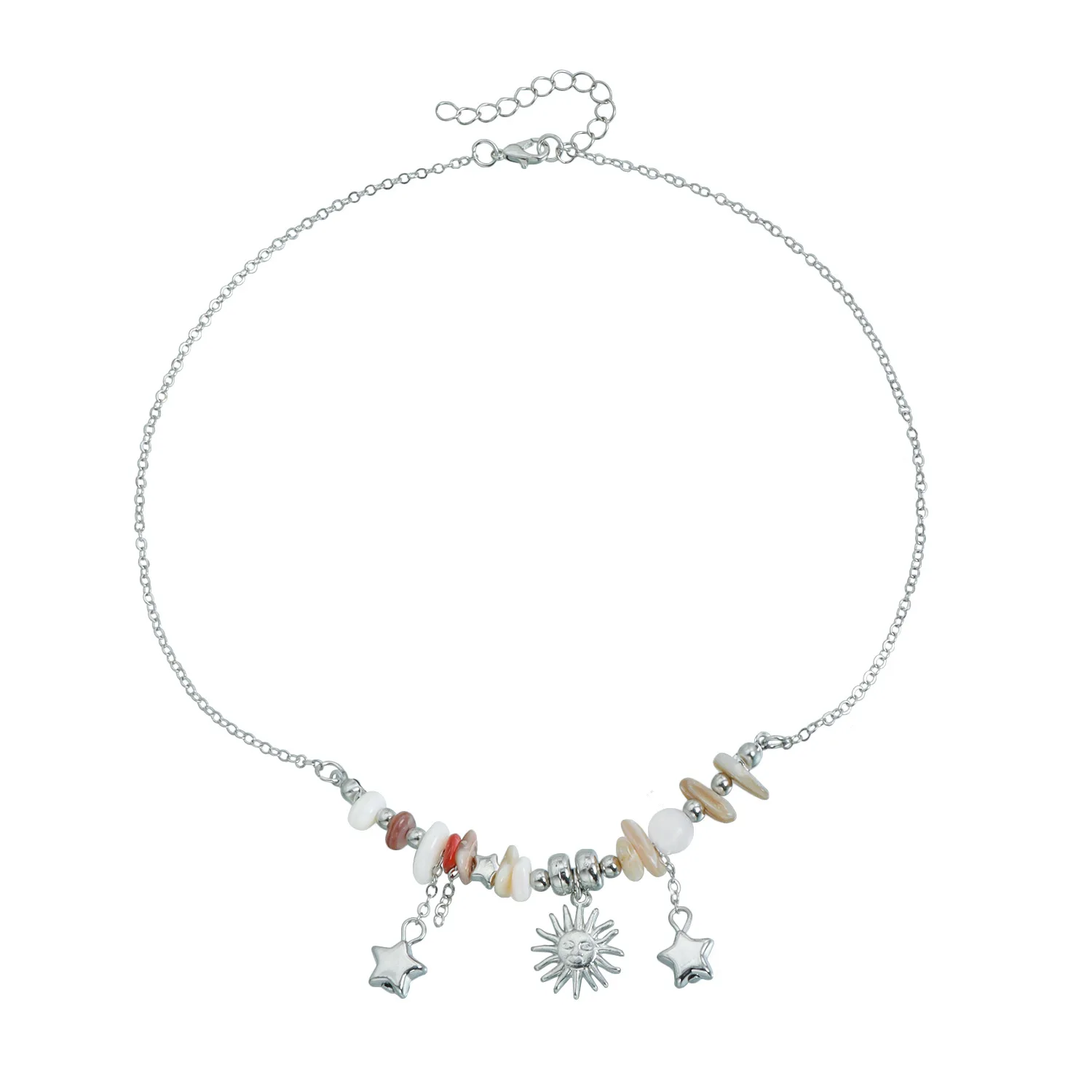 Cross border jewelry, fresh and fashionable, versatile daily collarbone chain, crescent star tassel necklace for women