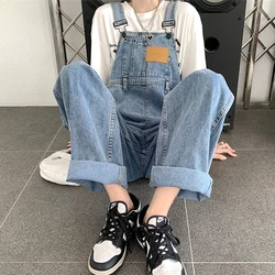 Vintage Denim Jumpsuit For Women 2026 New Spring Autumn Casual Loose Overalls Female Straight Pants Suspender Jeans