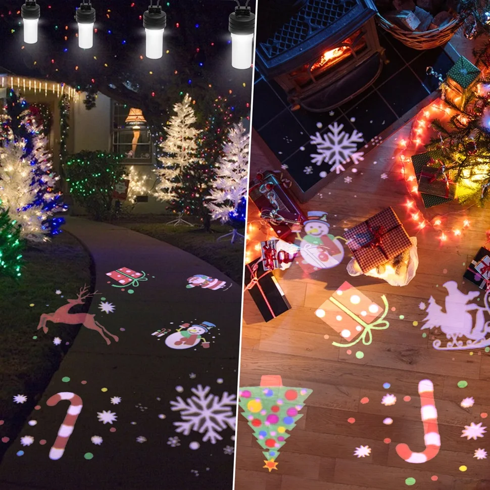LED Christmas Projector Light Outdoor Waterproof IP65 Snowflake Christmas Party Yard Garden Decoration 8M