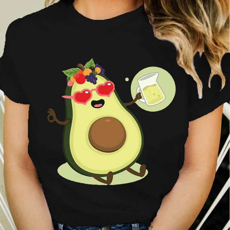 

Lovely avocado T-shirt femme Printed Tops Casual streetwear Summer O-neck Short sleeve fashion T-shirt Women Tee shirts