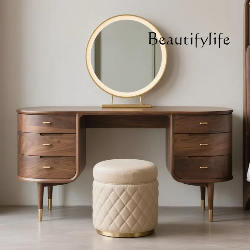 Q XS Living Room Home High-end Dressing Table Solid Wood Bedroom Modern Simple Light Luxury Dressing Table Makeup Table