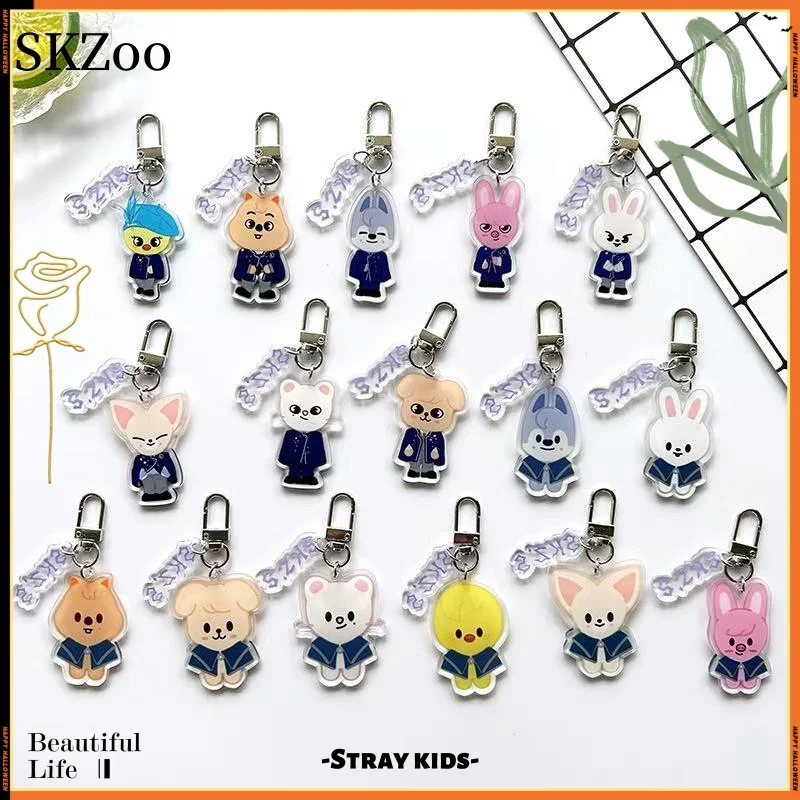 

Stray Kids double-sided new cartoon acrylic keychain skzoo PuppyM Jiniret with exquisite bag decoration around the same style