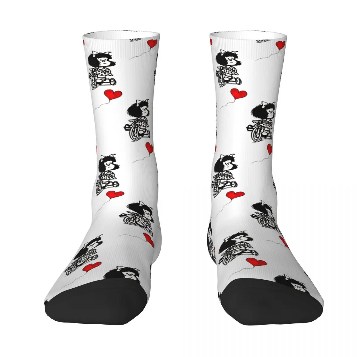 Love On A Bicycle Essential Mafalda Quino Comics Kawaii Socks Gym Cartoon Pattern Socks